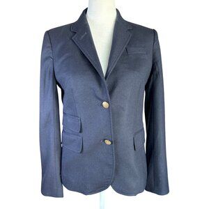 J. Crew Original Schoolboy Blazer Size 2 Fitted Gold Embossed Buttons Stripe Lin